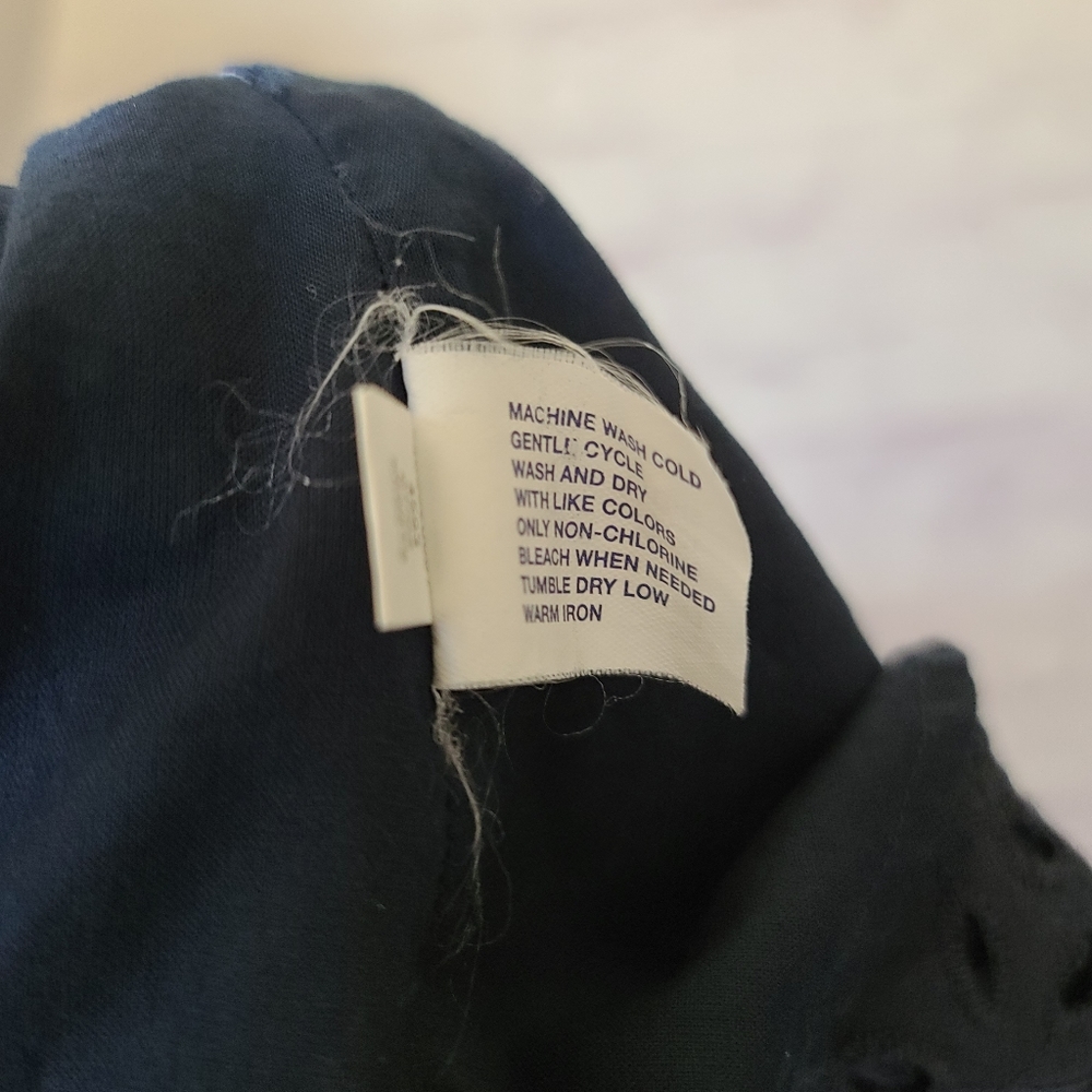 GAP Navy Embroidered Cotton Eyelet A-Line Dress Size 6 - Picture 9 of 9